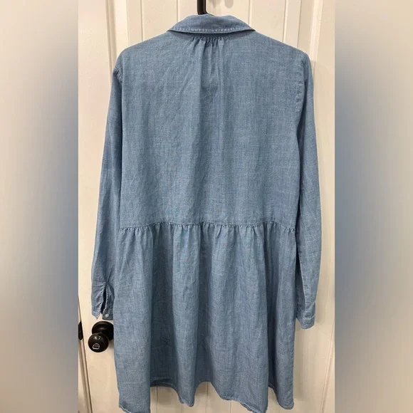 J. Crew Light Blue Chambray Shirt Dress 14 - Picture 5 of 5